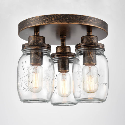3-Light Mason Jar Ceiling Light Farmhouse Ceiling Light Fixture